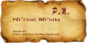 Páricsi Mónika névjegykártya